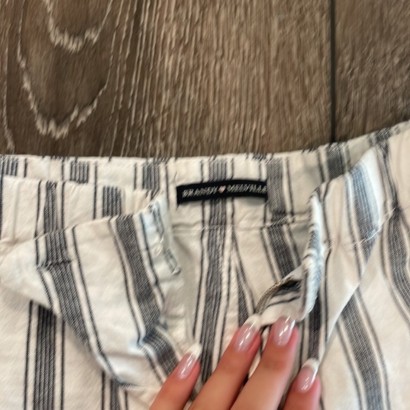 Brandy, Melville, pants, white, and dark blue vertical stripes - Picture 2 of 2